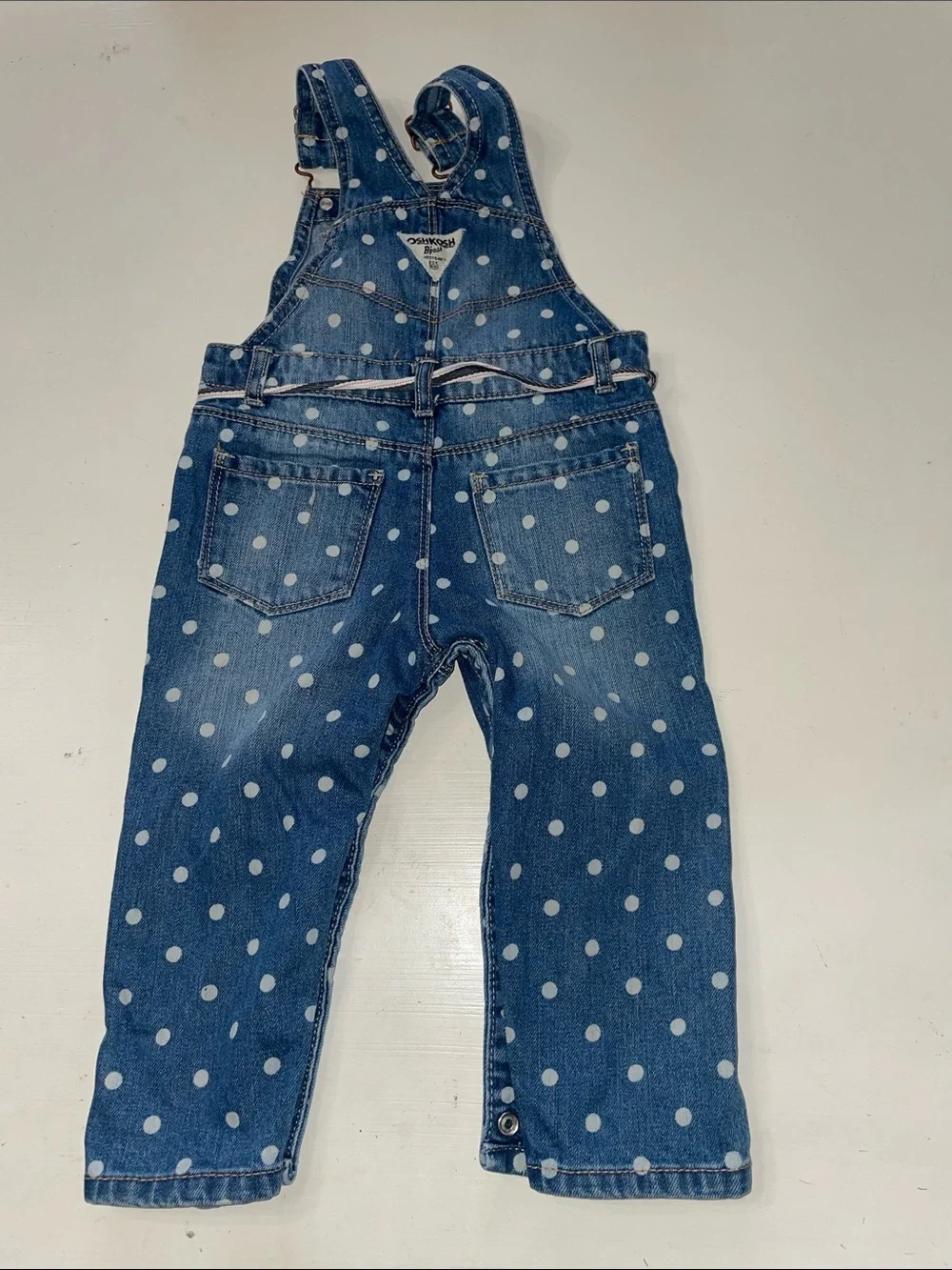 Oshkosh polka dot denim bib overalls 18 months